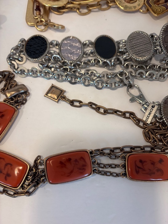 Lot of 11 Vintage  Retro Metal Beaded Statement Belts Chicos & More main image 10